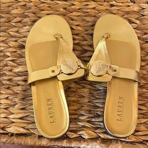 Lauren Ralph Lauren Gold Sandals with Metallic Hardware